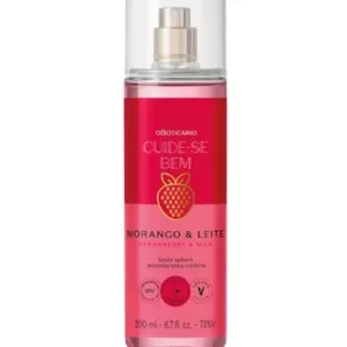 Body Splash Desodorante Colônia Cuide-se Bem Morango e Leite 200ml